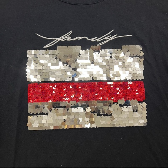 YXL Collection Oversized Short Sleeve Embellished Beads Black Red T- Shirt Top1X - Picture 6 of 9